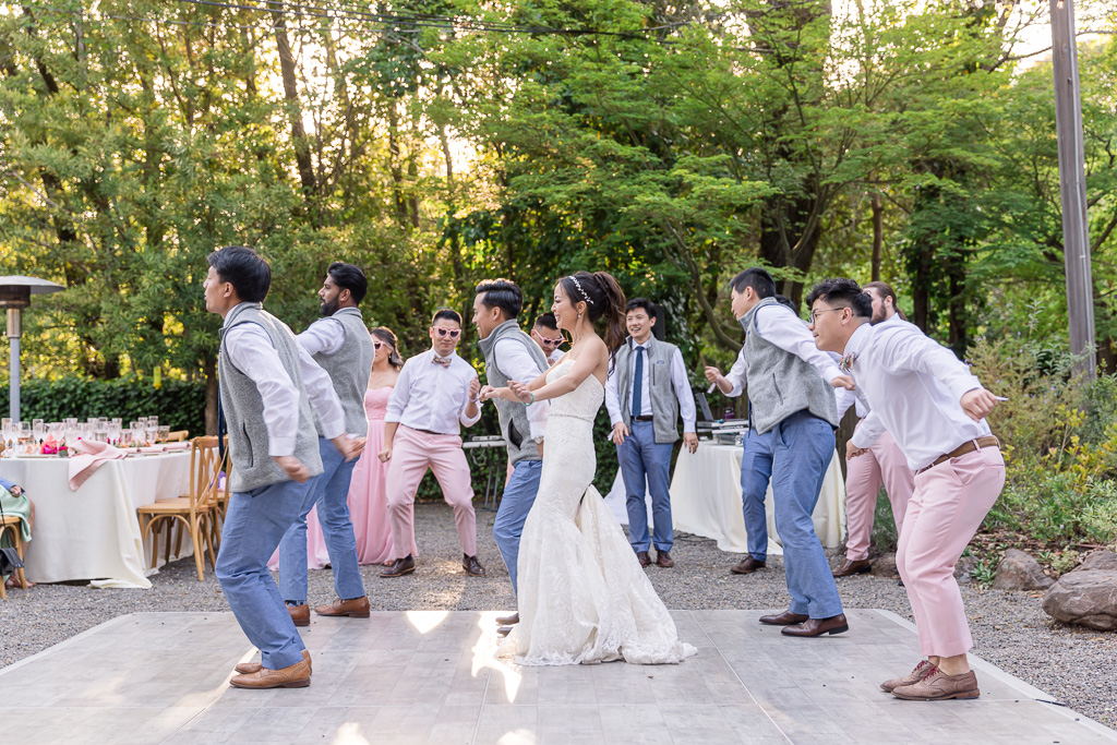 surprise choreographed dance by bridal party