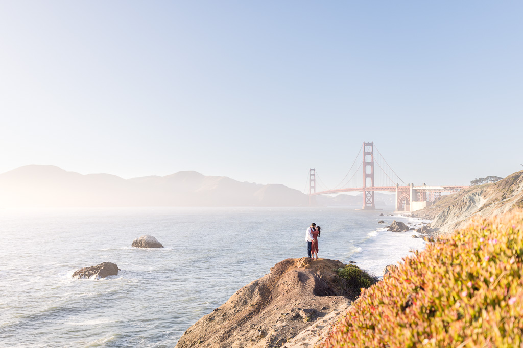 epic Golden Gate Bridge beach engagement portraits