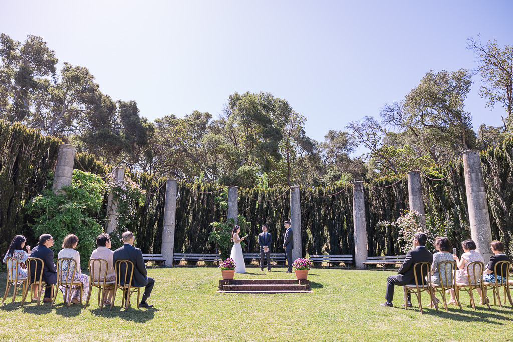 micro-wedding at Filoli Gardens near the columns