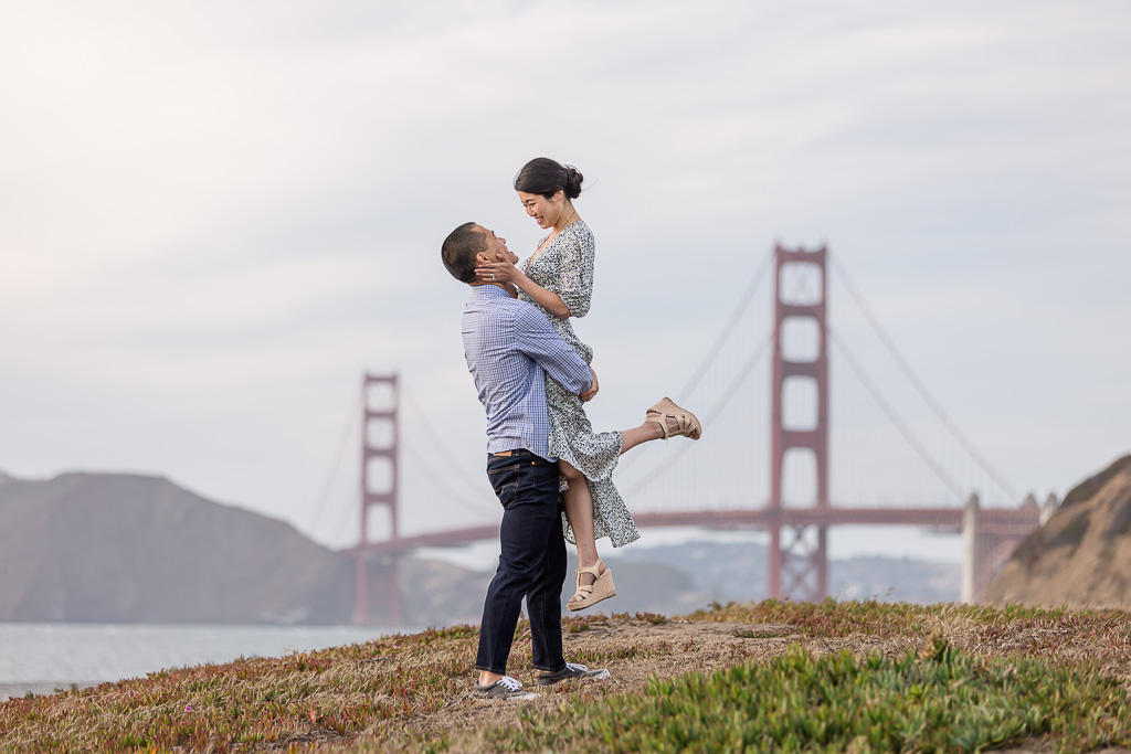 Golden Gate Bridge engagement shot
