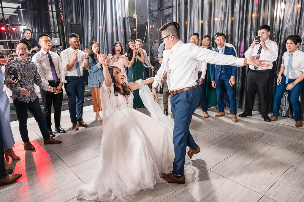 groomsman giving bride a lap dance
