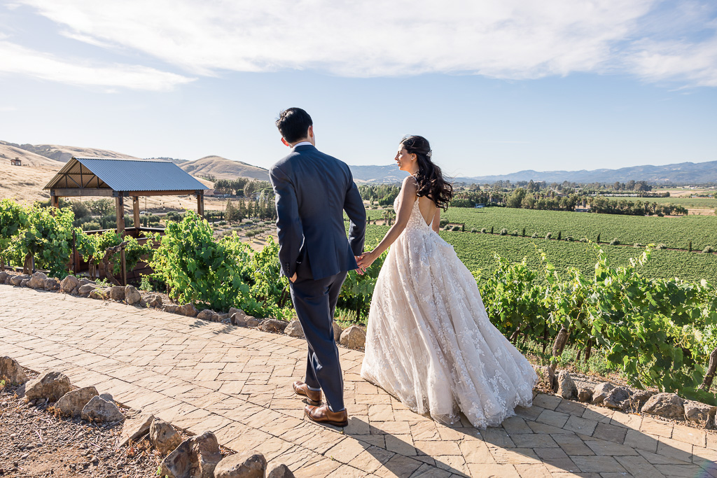 wedding photo overlooking vineyards