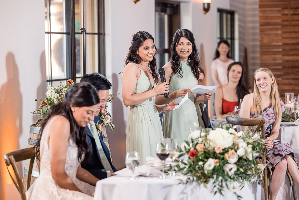 bridesmaids giving a wedding toast