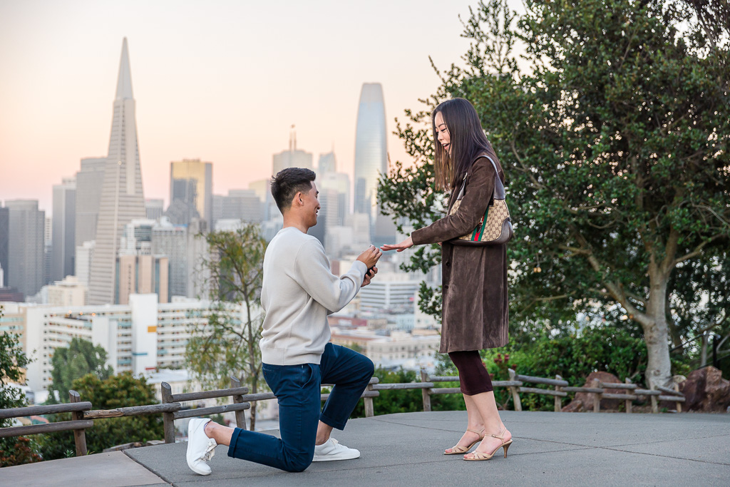 San Francisco cotton candy sky surprise proposal