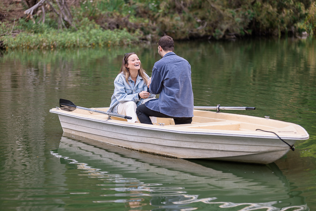 Stow Lake engagement photos on the water