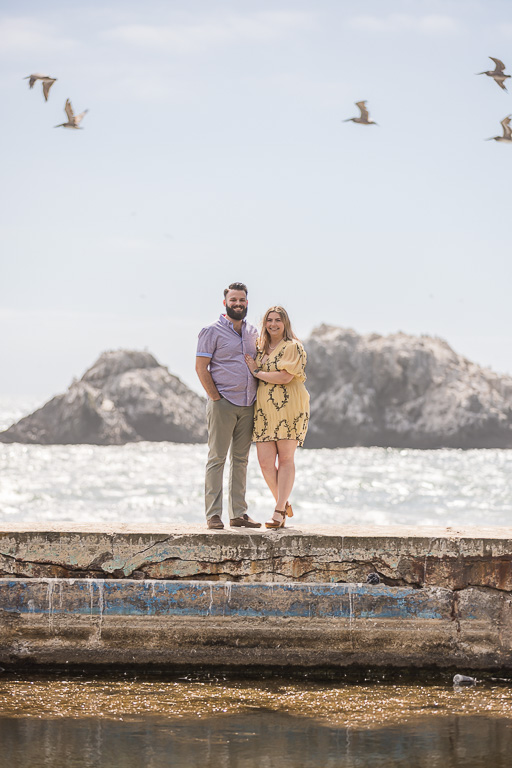 engagement photos at Sutro Baths in the afternoon daylight