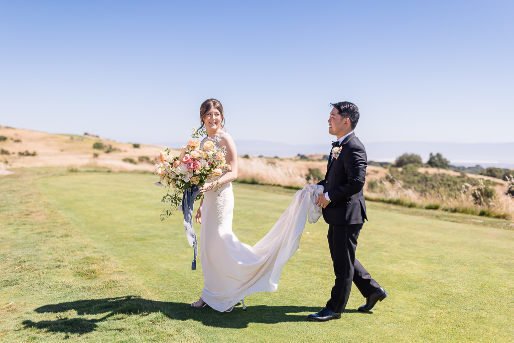 cute first look moment at TPC Stonebrae Country Club