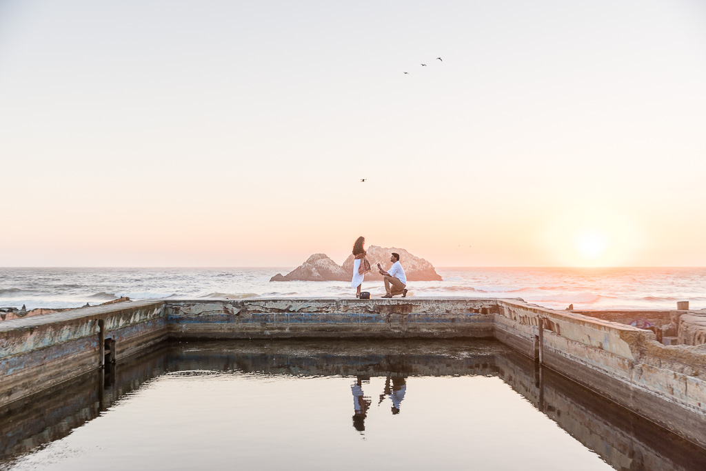 sunset engagement proposal at Sutro Baths