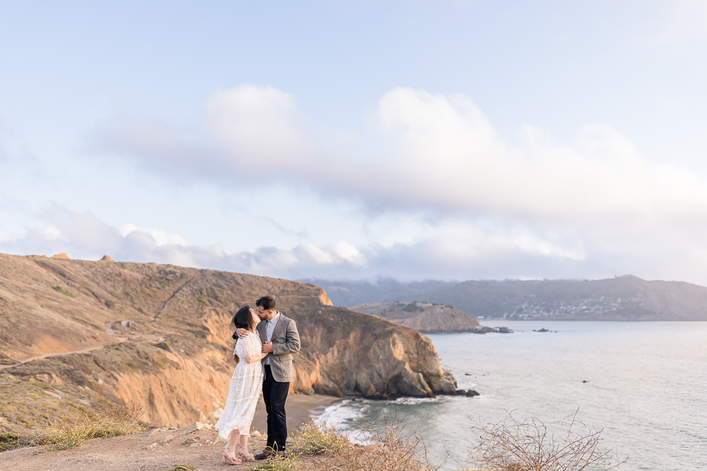 engagement shoot on cliffside overlooking the ocean