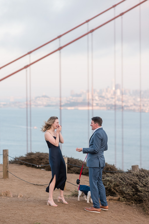 surprise proposal at the Golden Gate Bridge