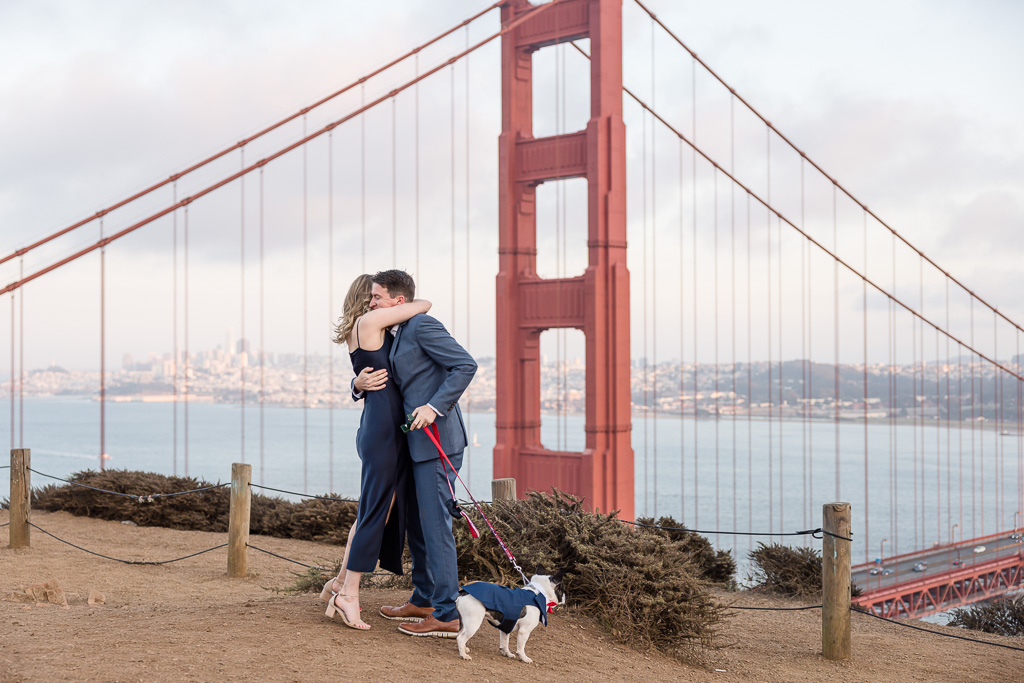 surprise engagement at Golden Gate Bridge