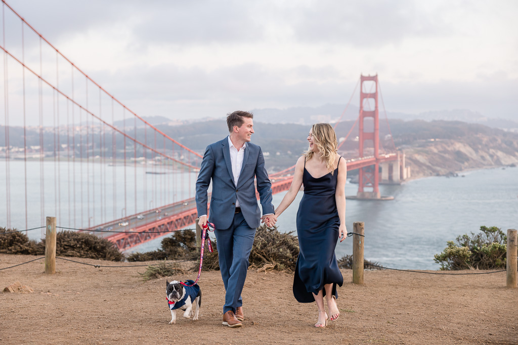 Golden Gate Bridge lookout engagement photos
