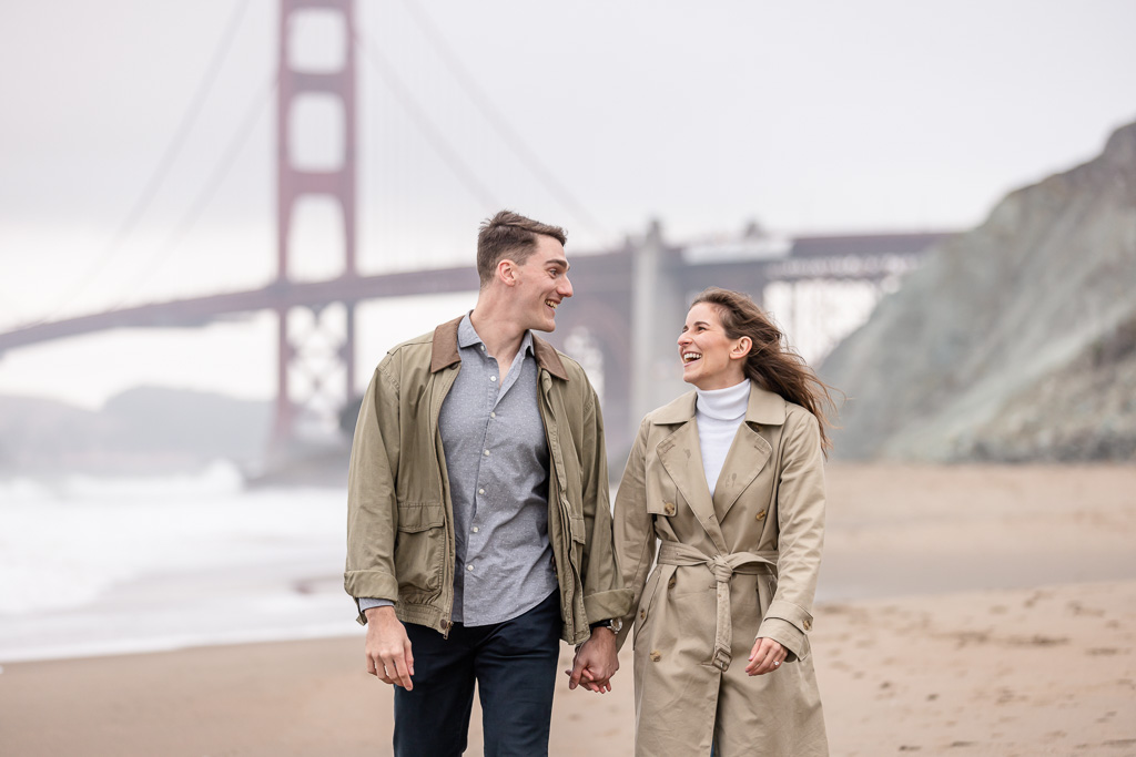 happy couples photos at the beach in San Francisco