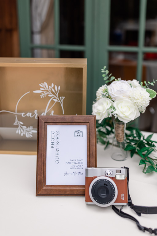 guestbook and Instax on sign-in table