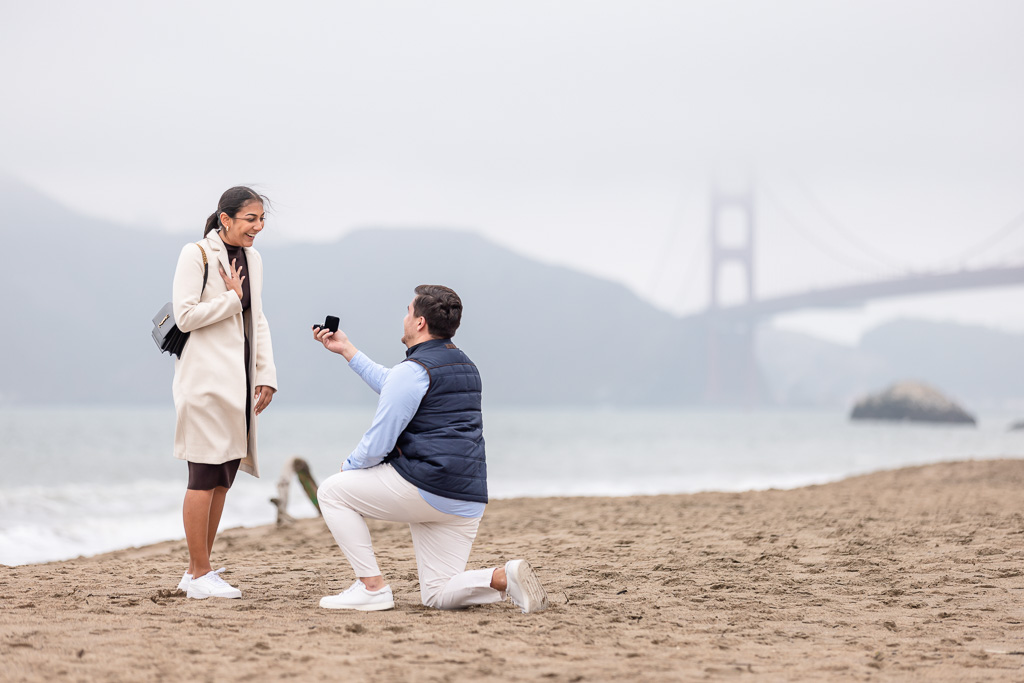 surprised and shocked reaction to surprise engagement proposal