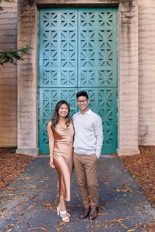 stylish color-coordinated engagement photos