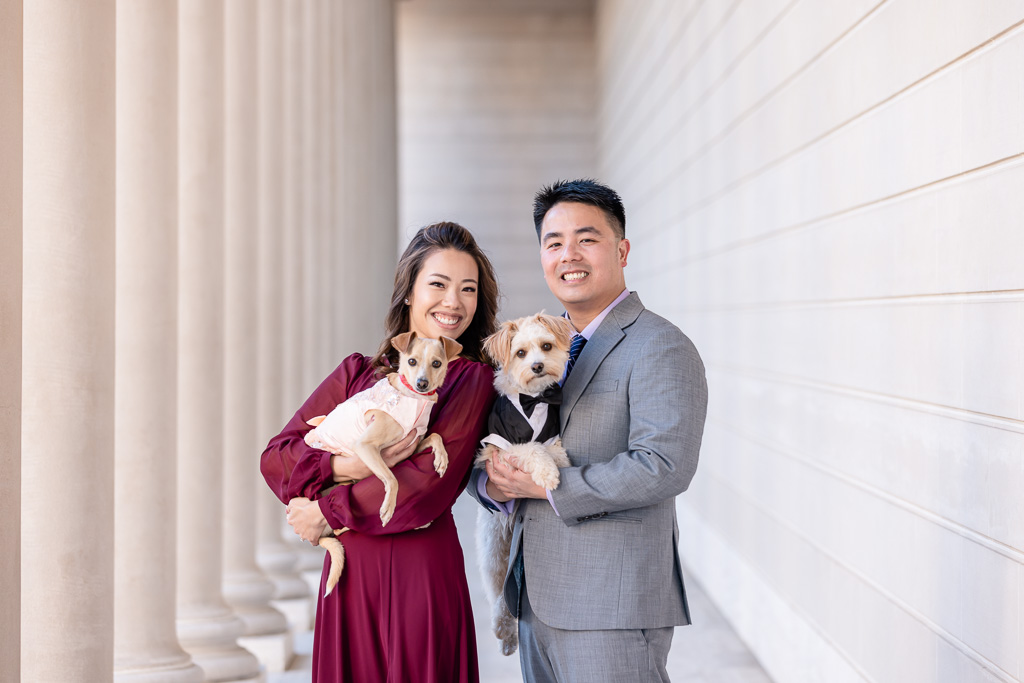 Legion of Honor engagement shoot with dogs