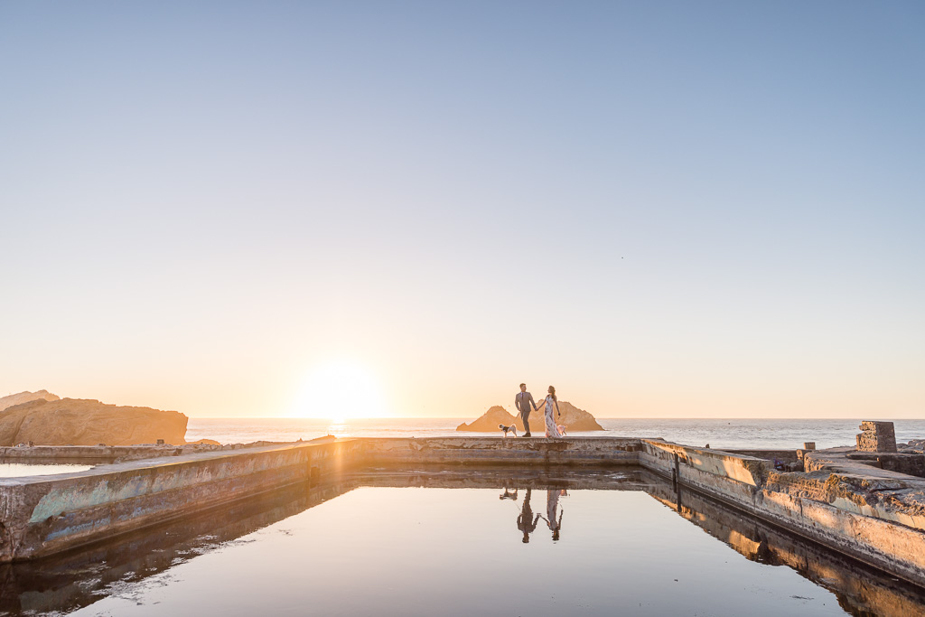 Sutro Baths engagement photos with dogs