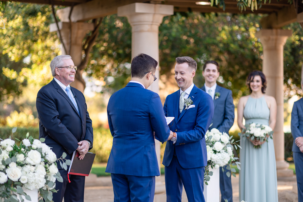 reading personal vows during wedding ceremony