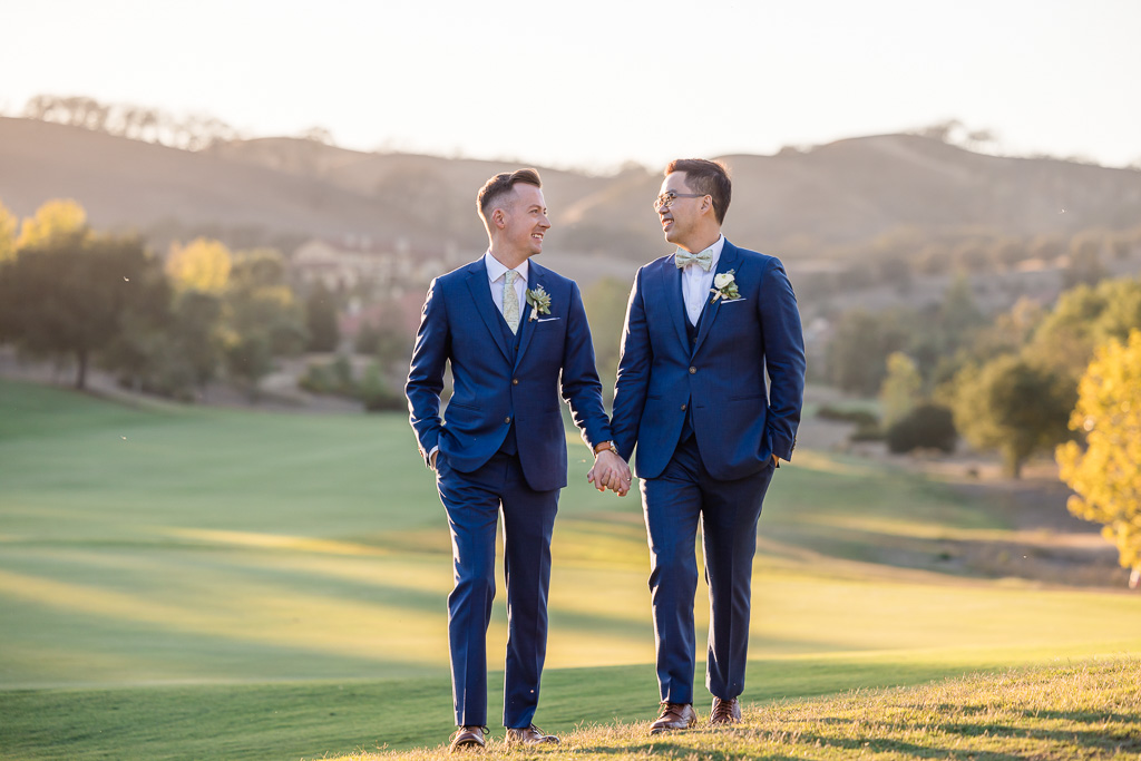 Pleasanton wedding sunset photos, two grooms
