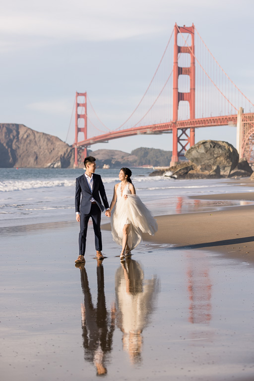 Golden Gate Bridge beach wedding photo