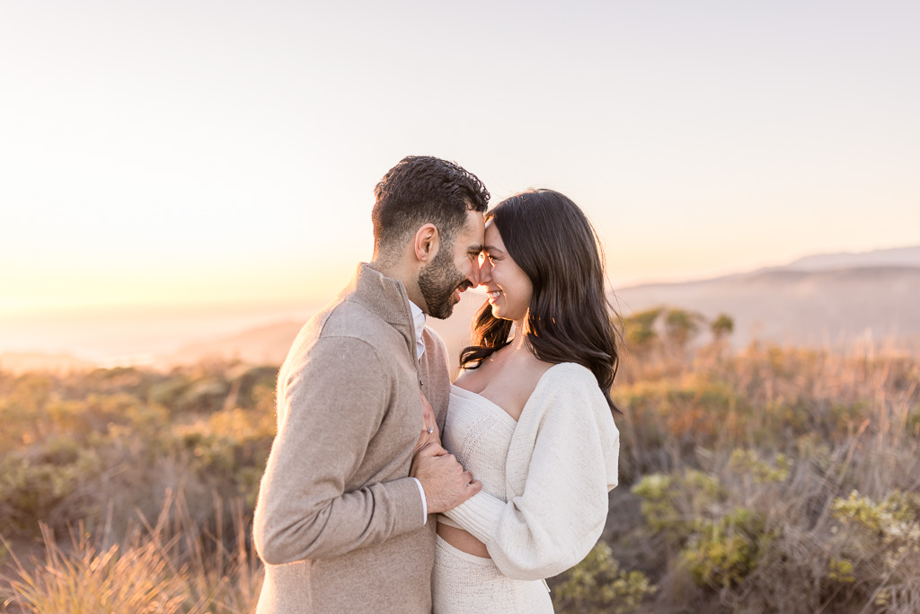 golden hour intimate engagement photo pose