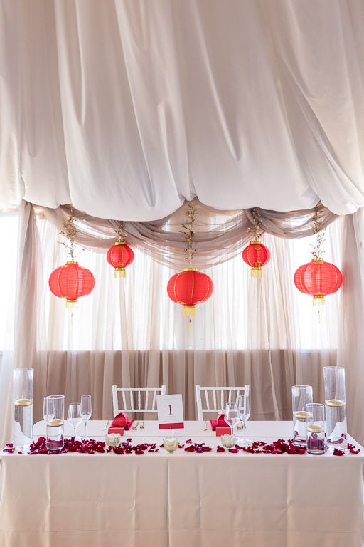 reception tent with red lanterns decor