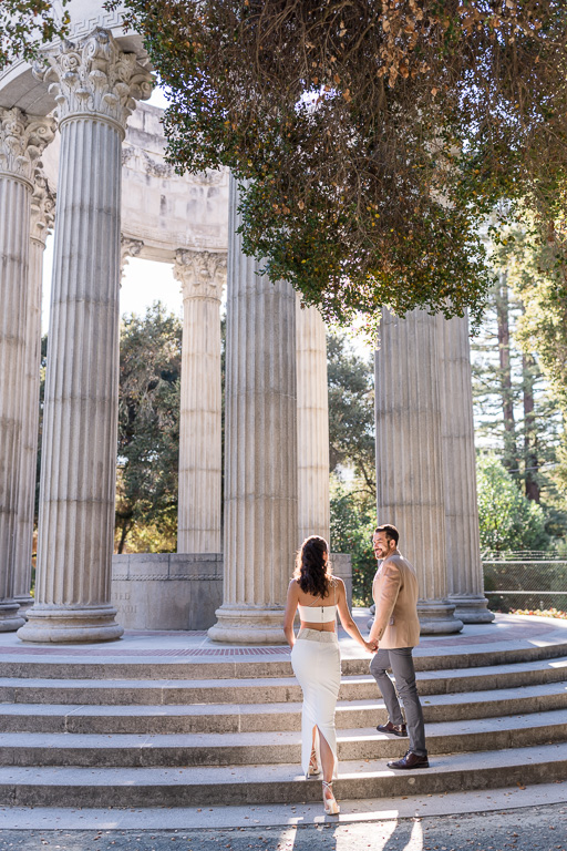 Pulgas Water Temple golden hour engagement photos