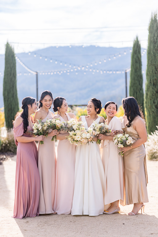 light and airy bride and bridesmaids photos