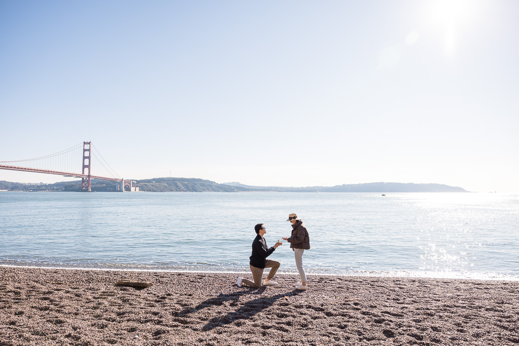surprise engagement at Kirby Cove Beach