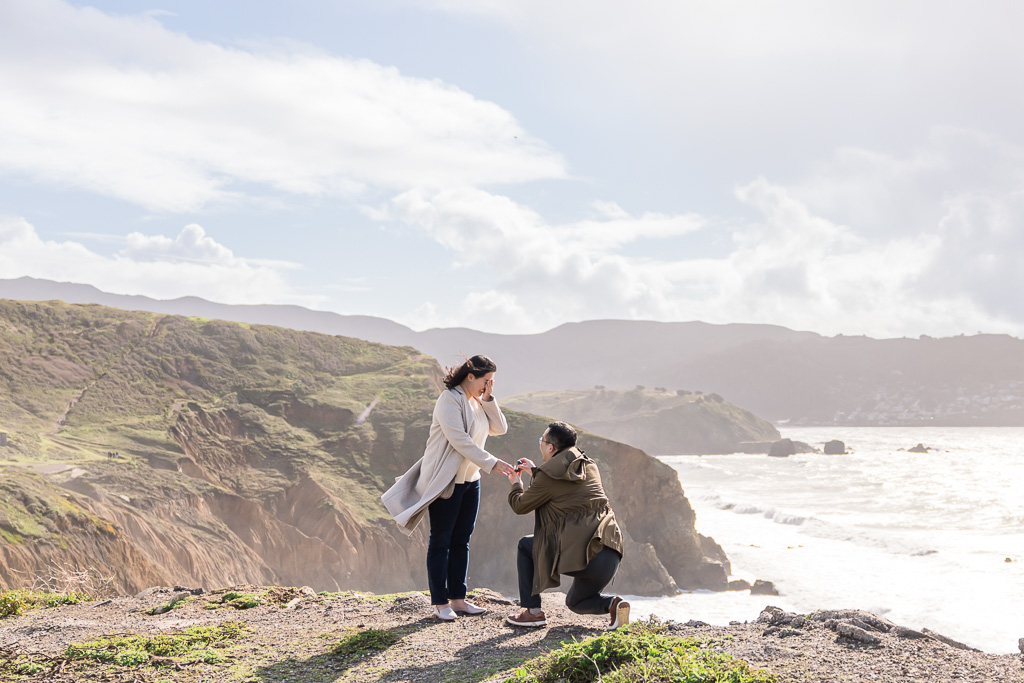 surprise proposal at Mori Point in Pacifica, CA