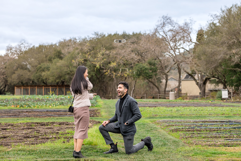 surprise proposal at the famous Michelin-rated The French Laundry garden