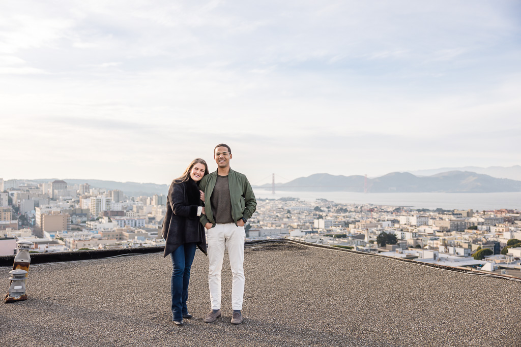 rooftop engagement photos in San Francisco
