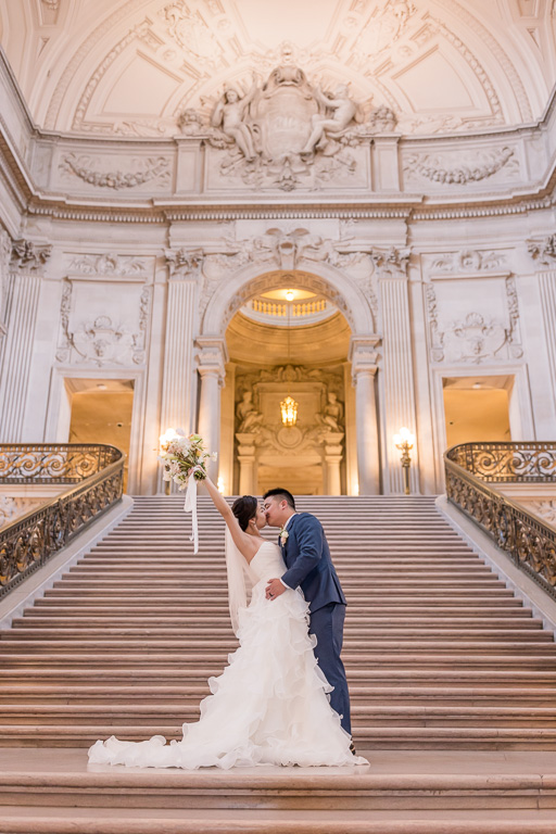 wedding portraits at the City Hall main staircase