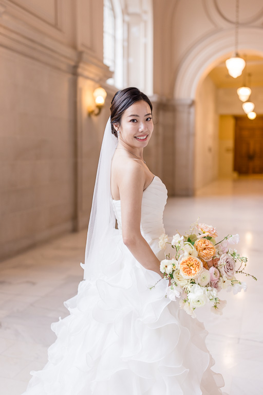 bridal portrait with veil at SF City Hall