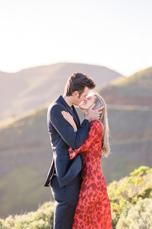 golden hour engagement photos in the Marin Headlands