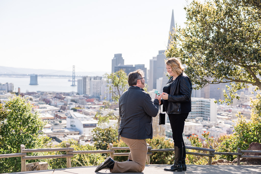 San Francisco downtown skyline view surprise proposal