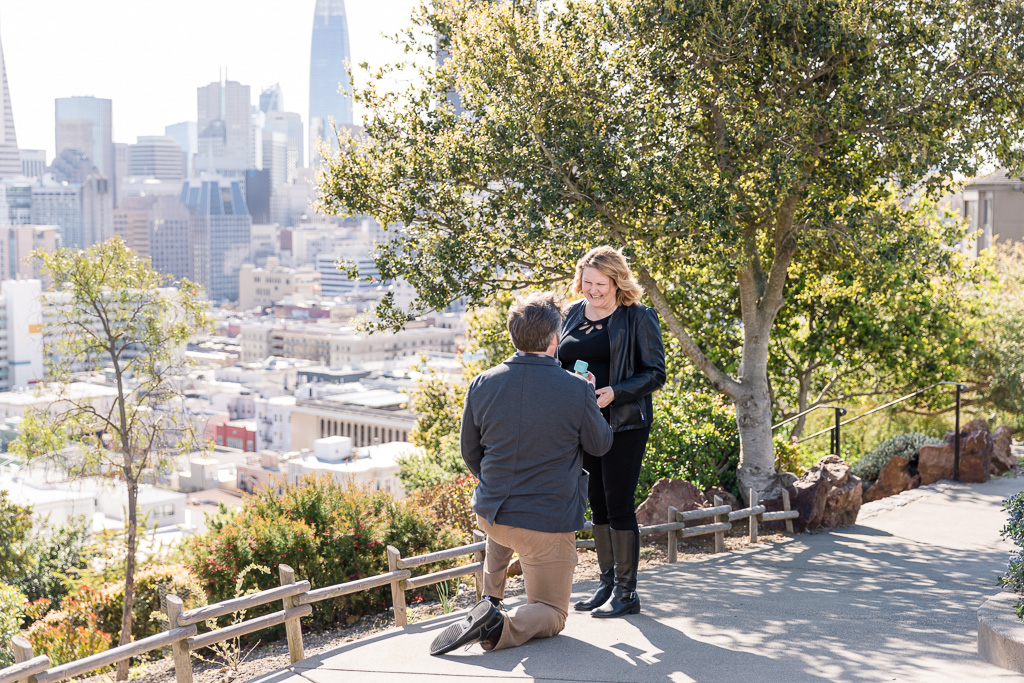 San Francisco downtown skyline surprise proposal