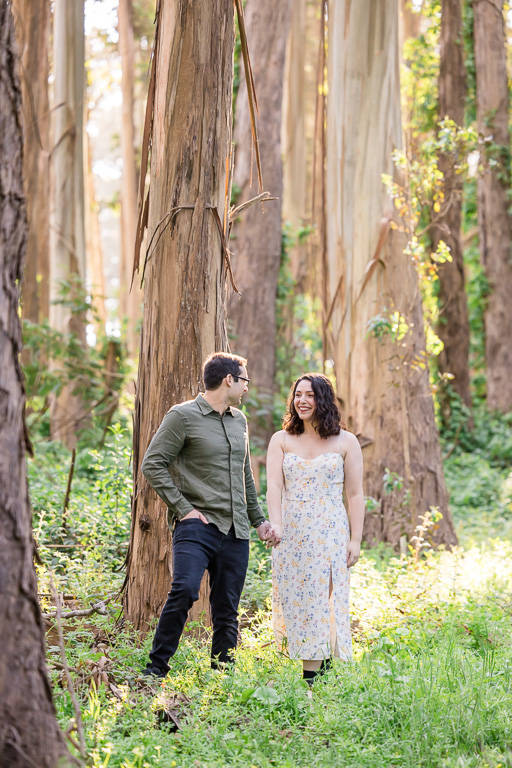 light and airy wooded engagement photos