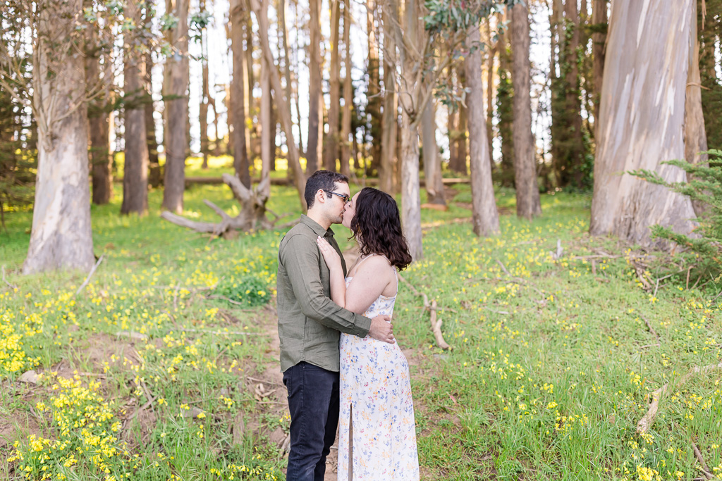 wooded hiking trail engagement photos