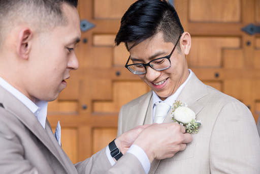 pinning the boutonniere