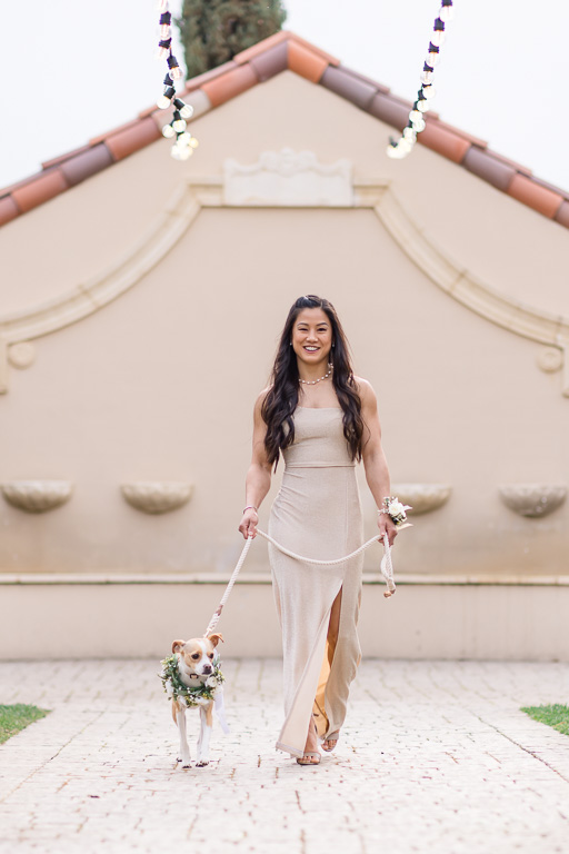 bridesmaid with ring bearer puppy