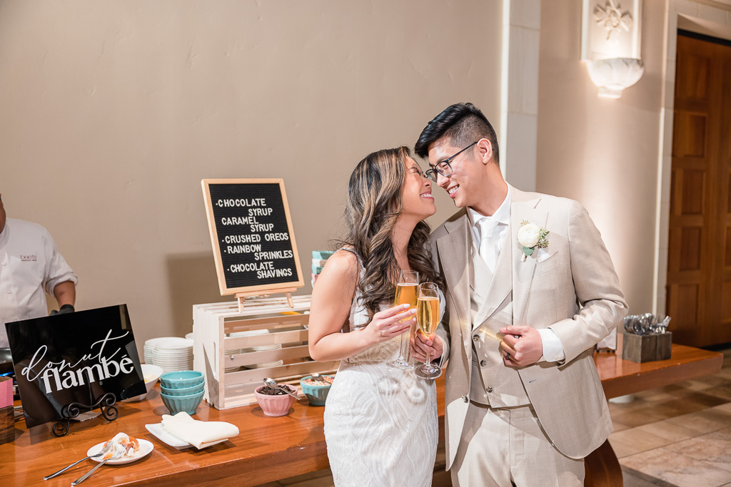 bride and groom's champagne toast to each other