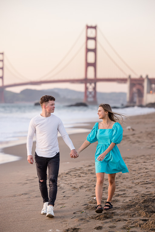 Golden Gate Bridge beach engagement photos