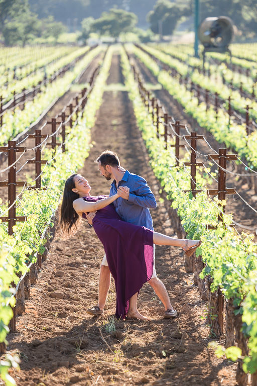 dip and kiss in vineyards