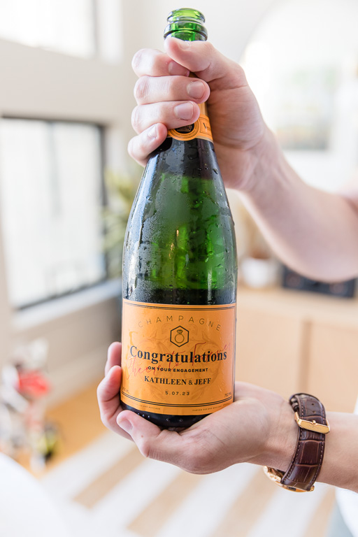 custom champagne bottle for newly engaged couple