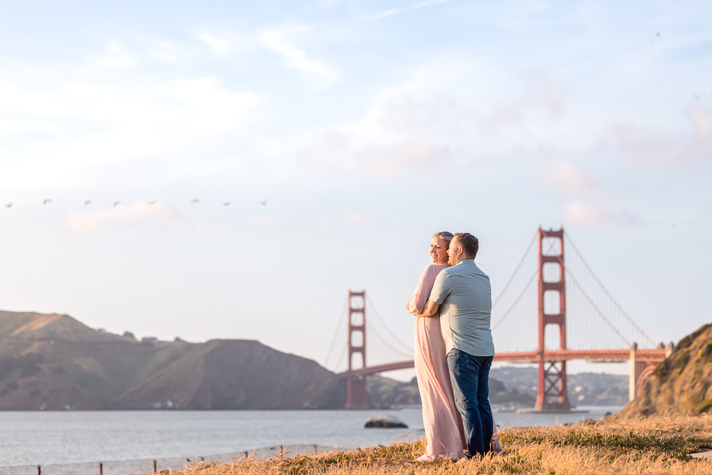 colorful Golden Gate Bridge engagement photos