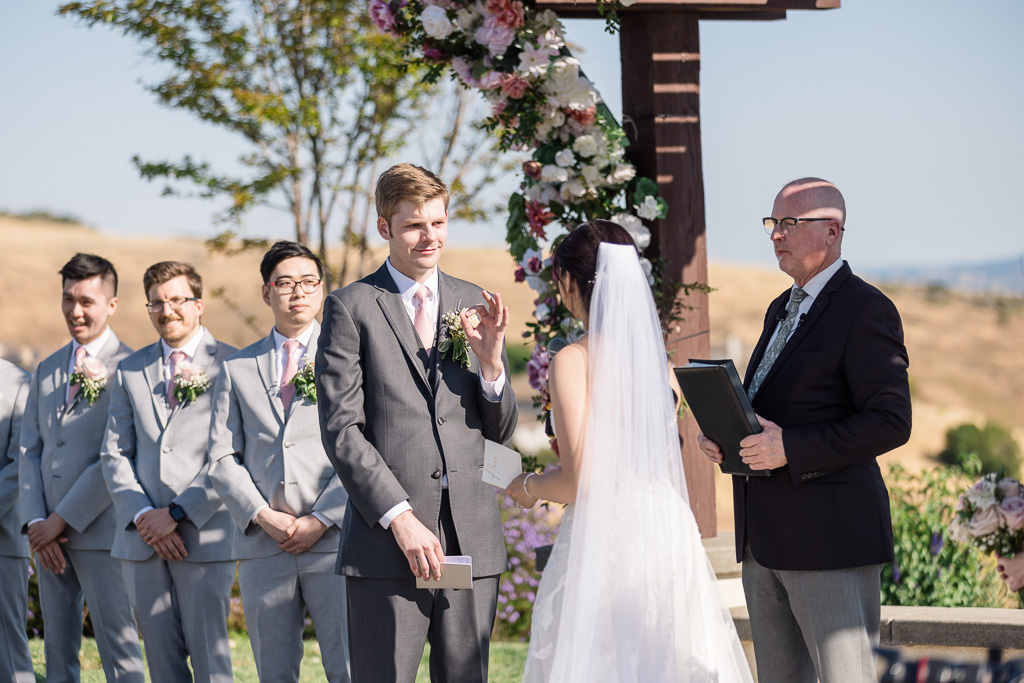 groom reaction to bride’s vows
