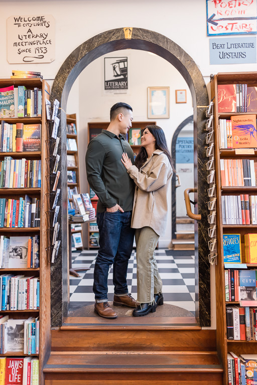 bookstore engagement photos