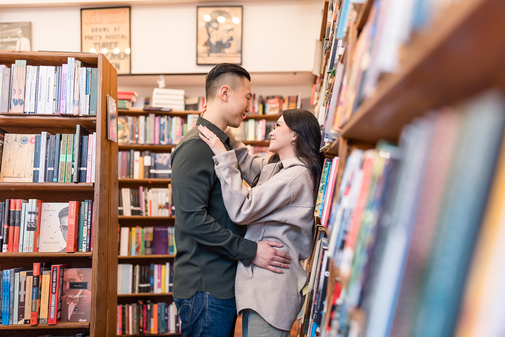 SF City Lights Bookstore engagement photo shoot
